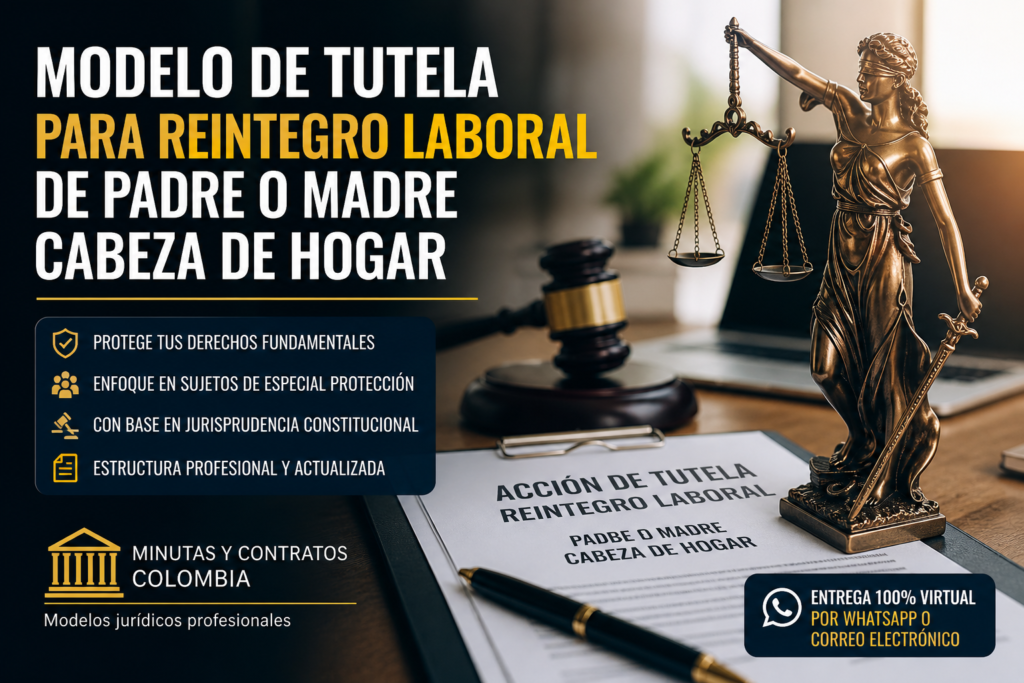 Modelo de tutela para reintegro laboral de padre o madre cabeza de hogar