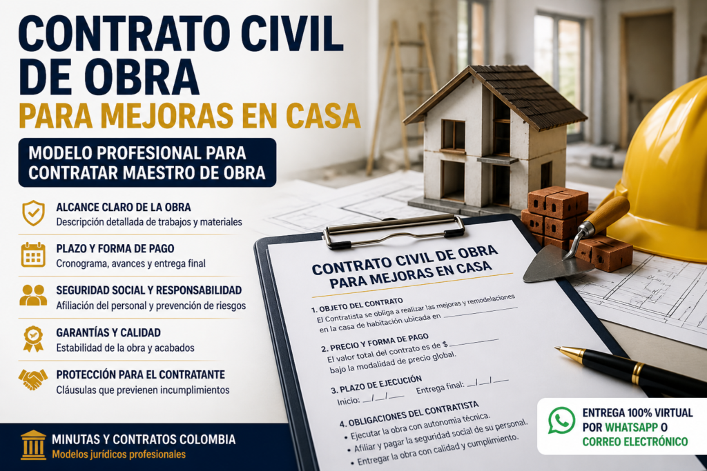 Contrato civil de obra para mejoras en casa
